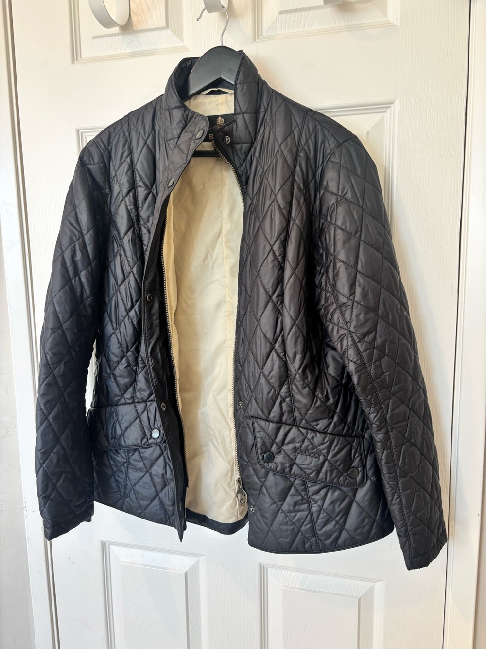 Barbour Quilted Diamond-Pattern Black Utility Jacket
